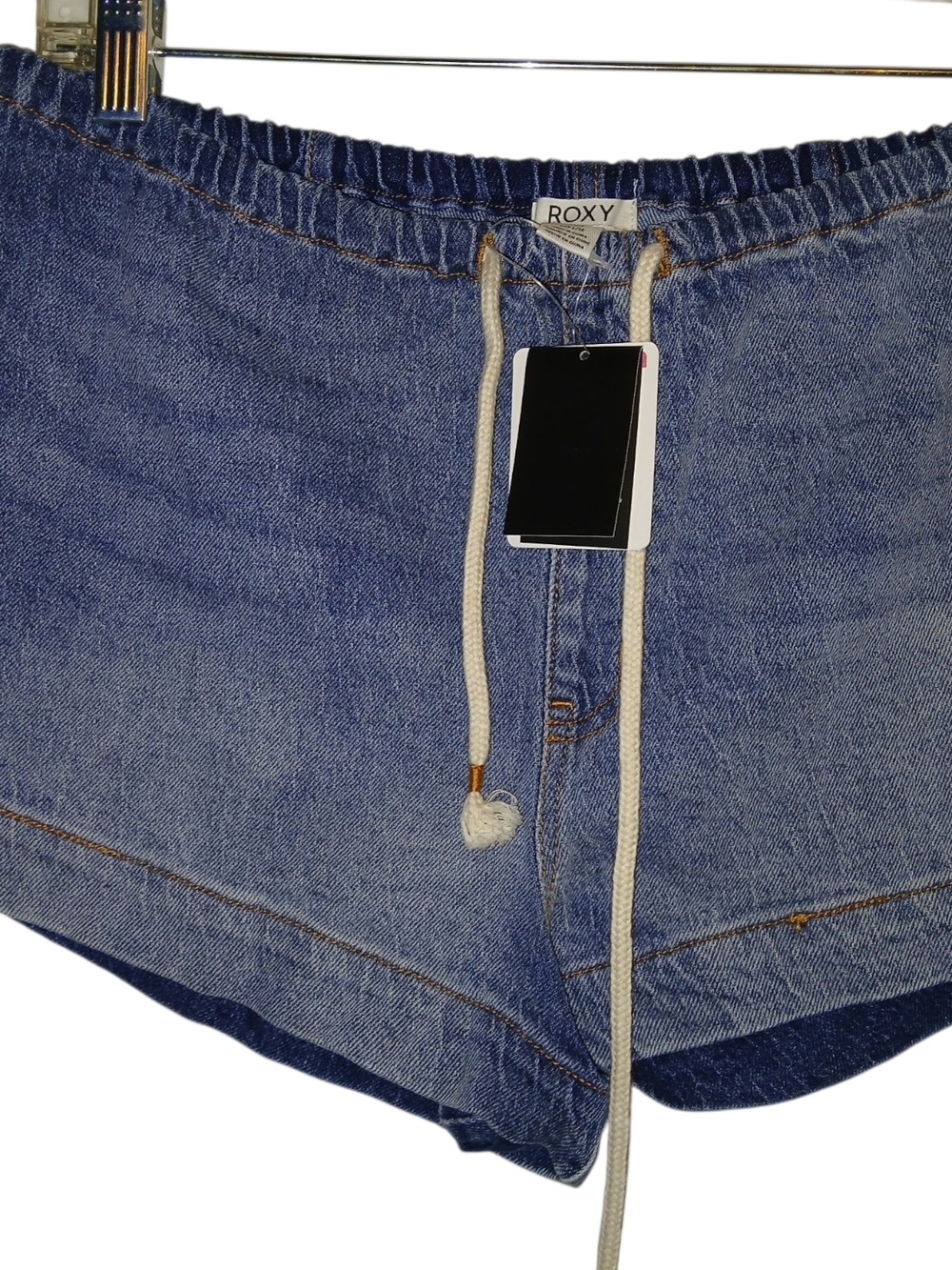 Roxy Navy Blue Drawstring Denim Shorts